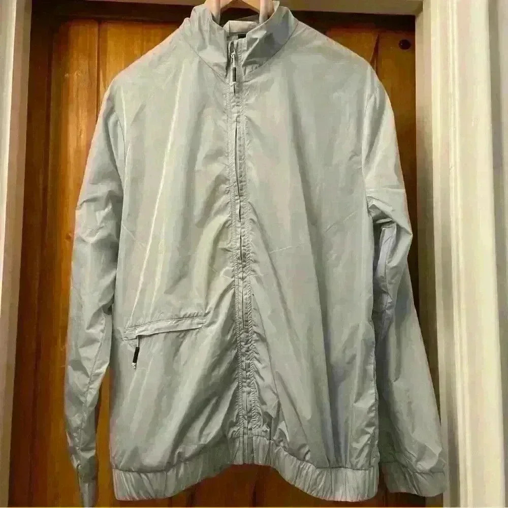 Rains Unisex Track Jacket Sky Blue Long Sleeve Zip Small NWT